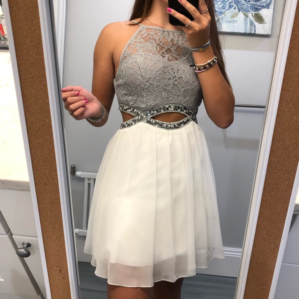 Grey/White mini dress